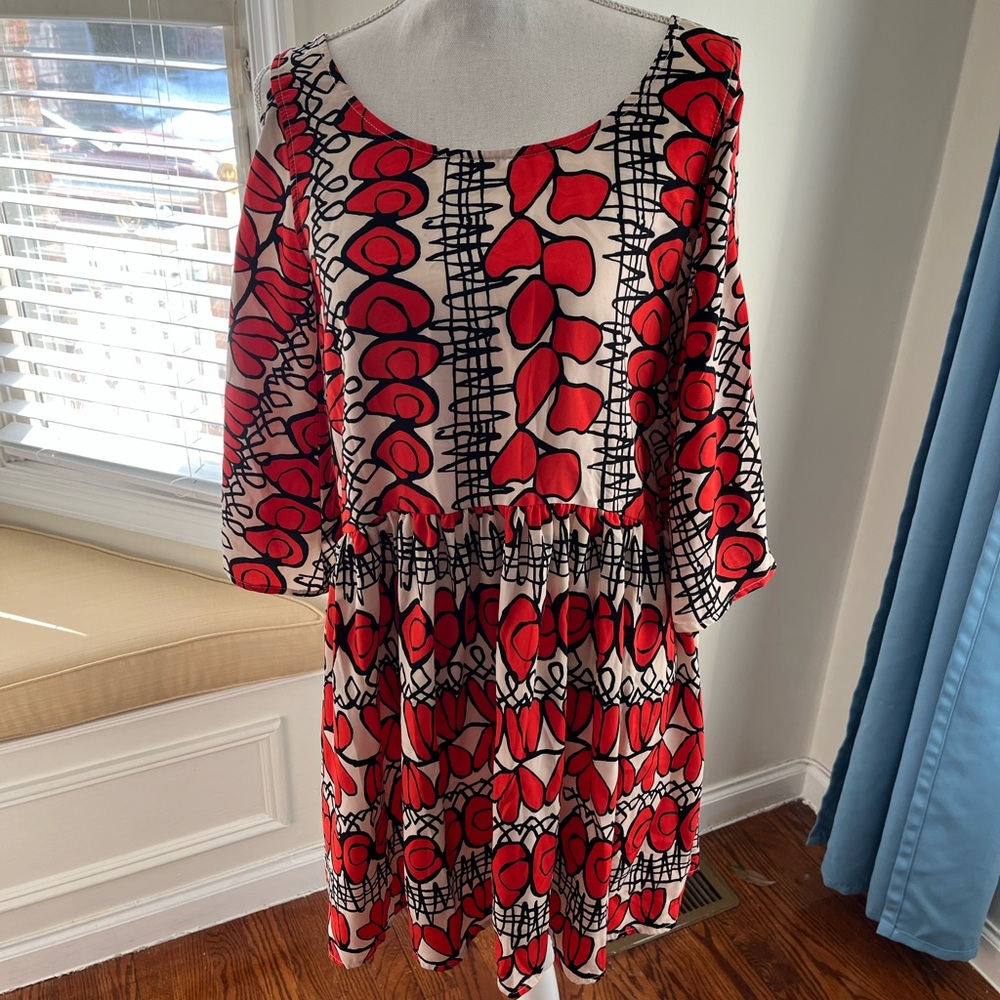 Open Shoulder Colorful Heart Mini dress